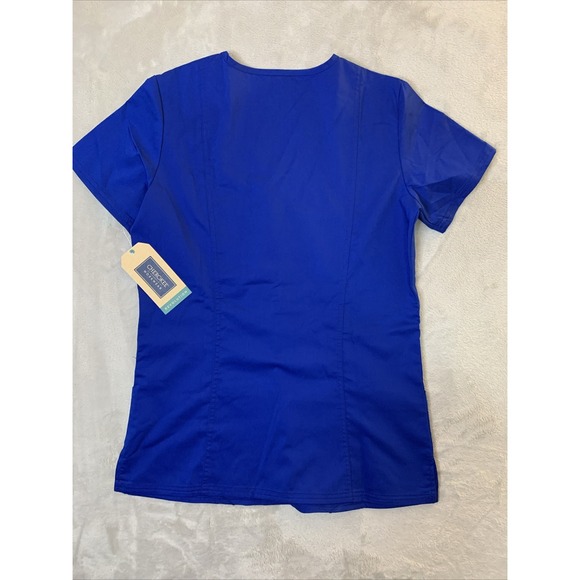 Cherokee Authentic Workwear New Scrub Top Women Galaxy Blue XS 3 Pockets V Neck - Picture 5 of 5